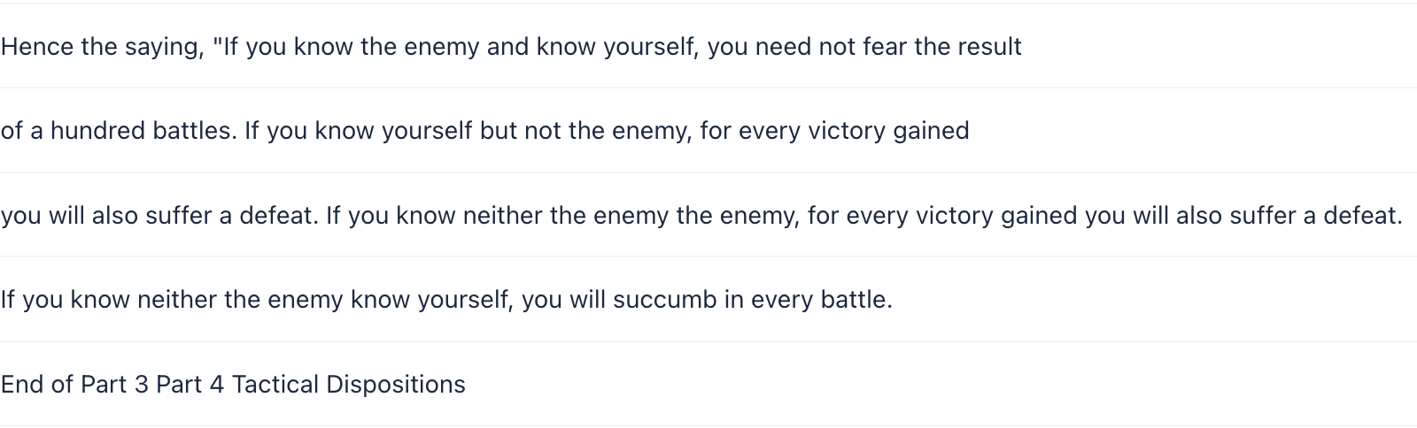 EarScribe's transcript of the 57-minute recording at 12:43, with "for every victory gained you will also suffer a defeat" written twice in one line